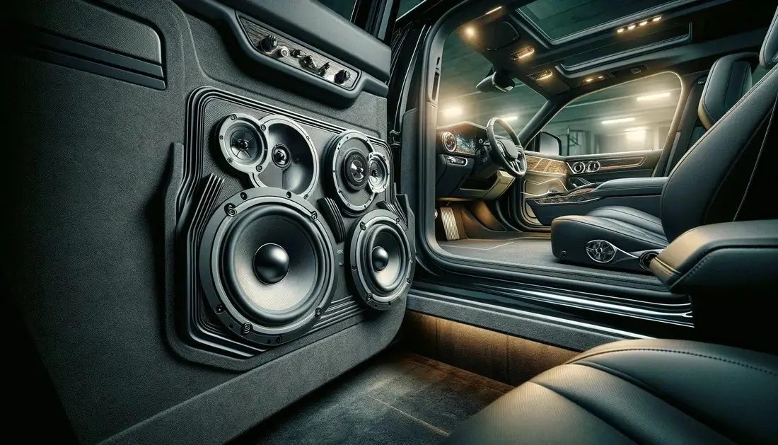 Pristine car interior with a high-end audio system