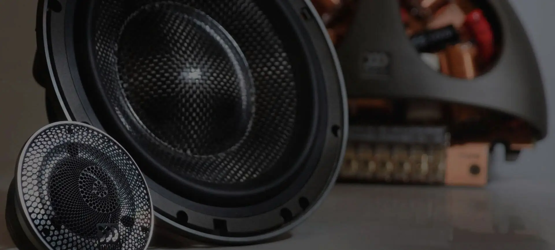 Close-up of a high-end car audio tweeter