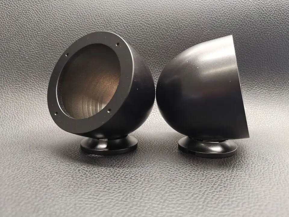 Custom-fabricated tweeter pod integrated into an A-pillar