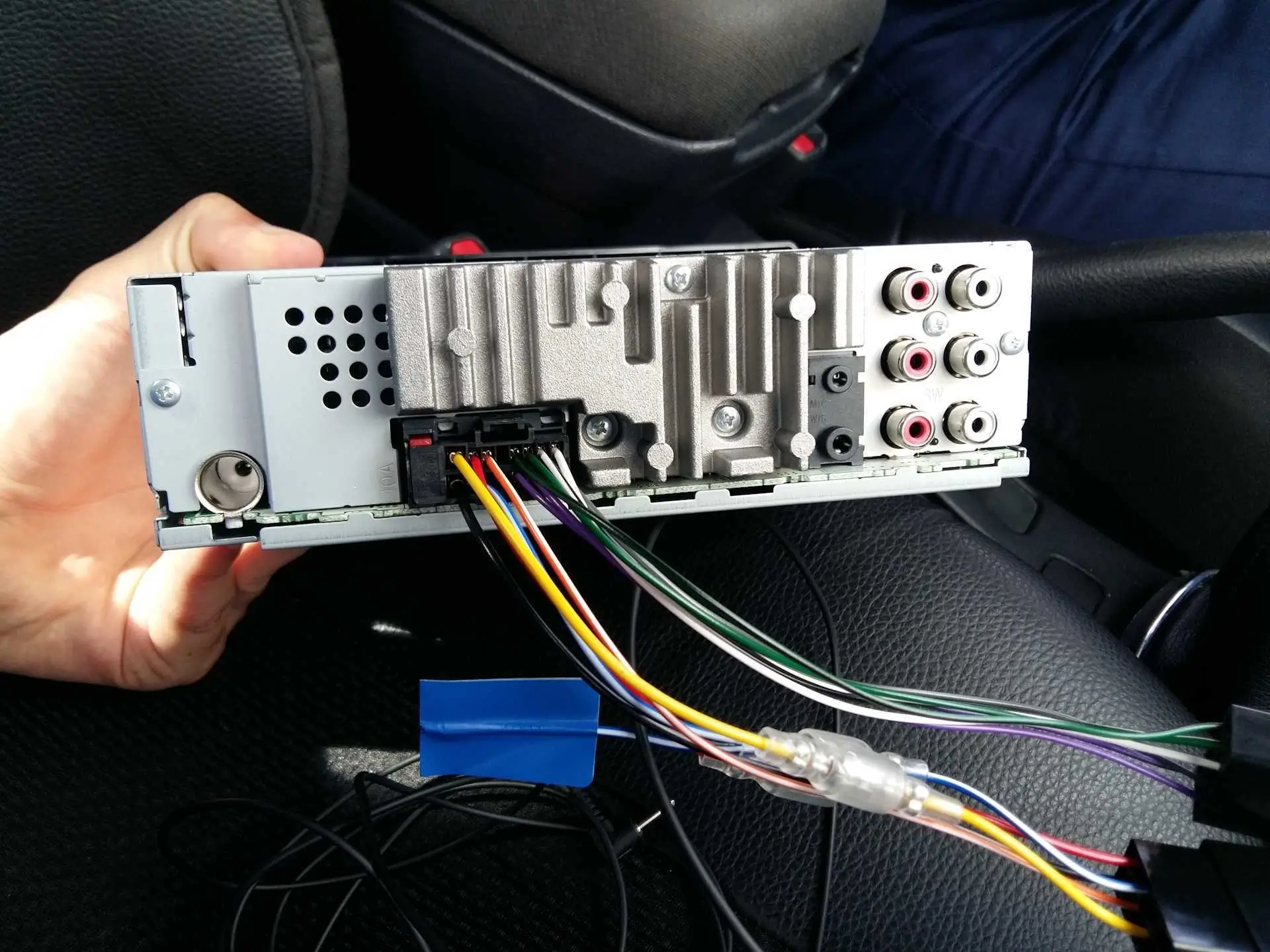 A factory car stereo dashboard